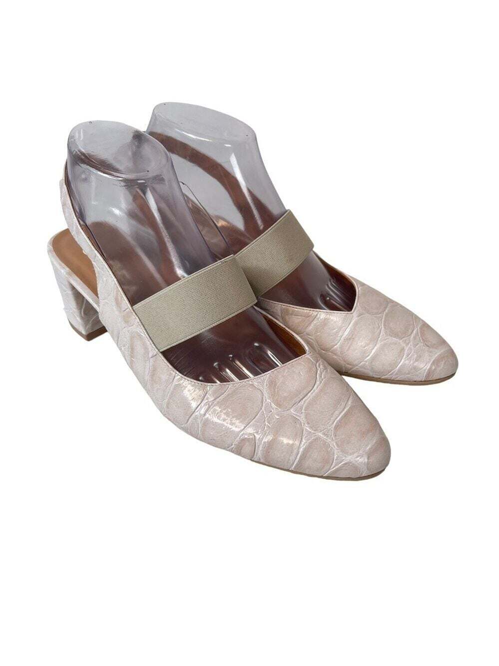 Gadea by Lodi Croc Embossed Slingback Block Heels Euro 41 Quiet Luxury